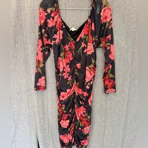 Jolie & Joy 7X Bodycon Red Rose Off Shoulder Stretch Bodycon Form Fitting Dress